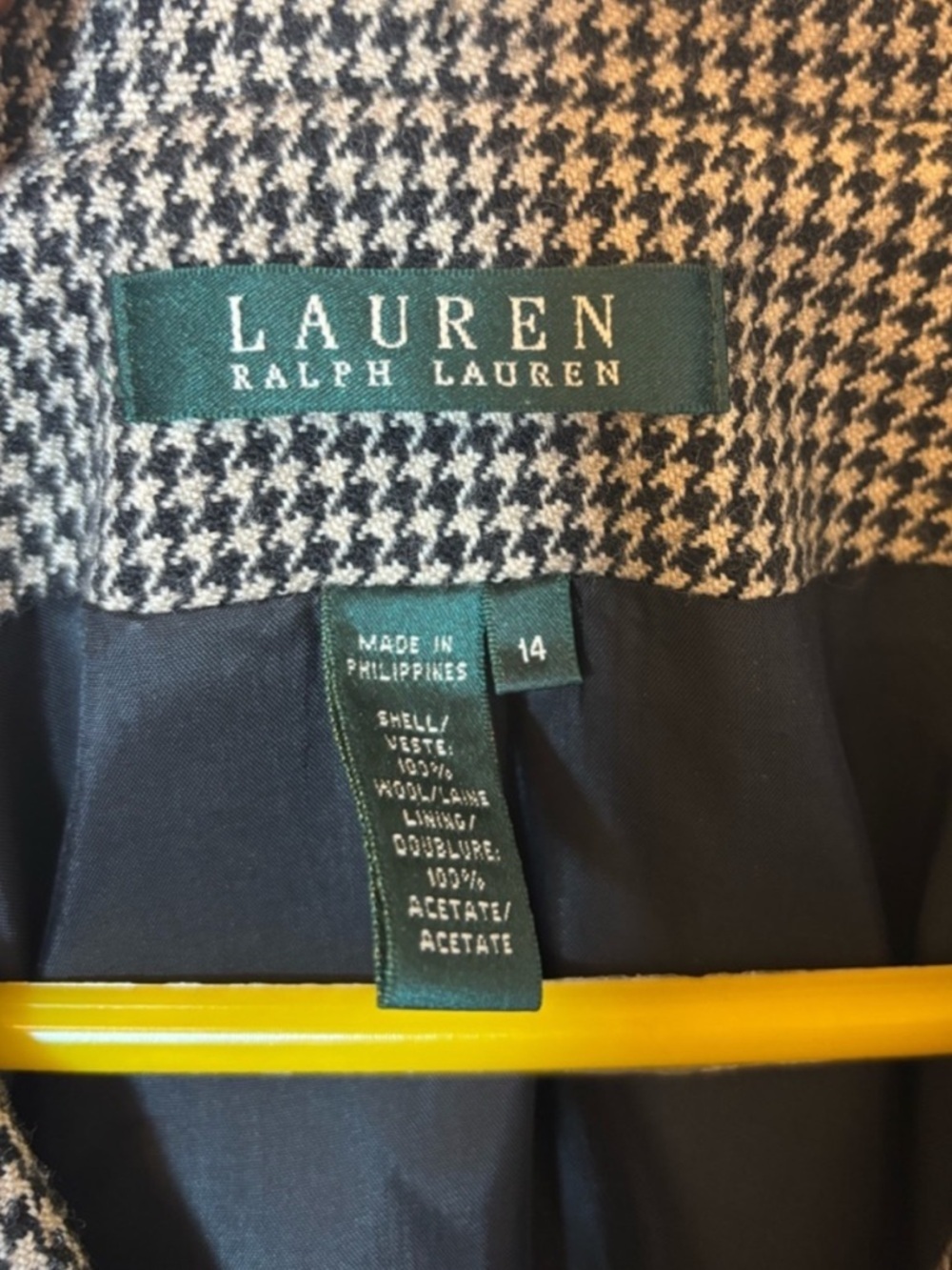 Lauren Ralph Lauren Black & White Houndstooth vintage y2k wool Blazer - Picture 3 of 8
